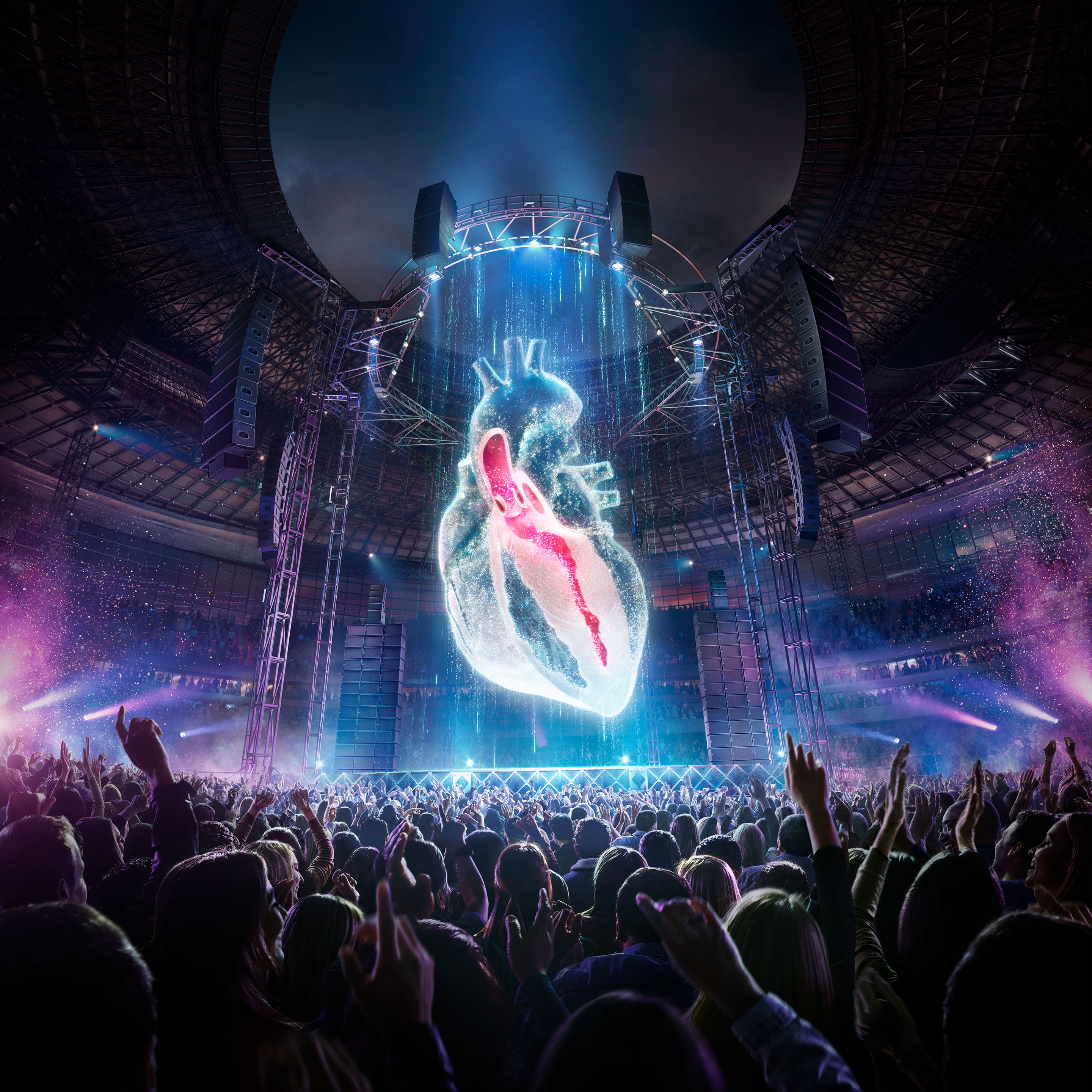 electric art rock concert heart arena audience stage music speakers